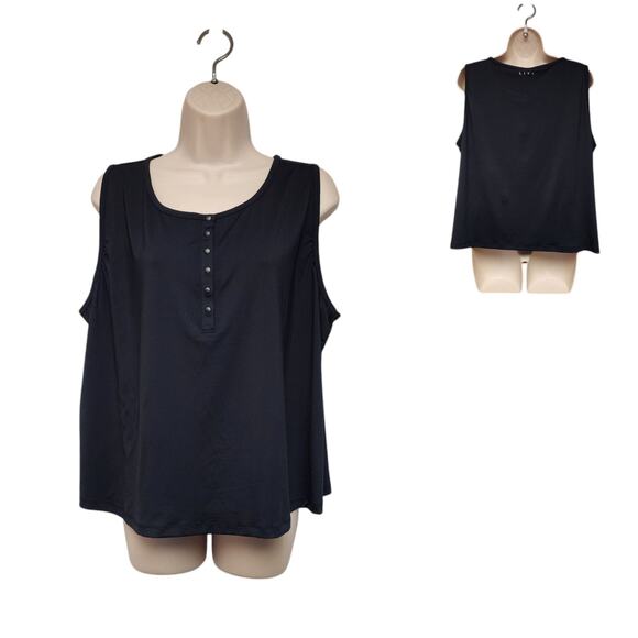 LIVI By Lane Bryant Crop Snap Up Black Wicking Tank Top Women’s Size 26/28 - Picture 1 of 7